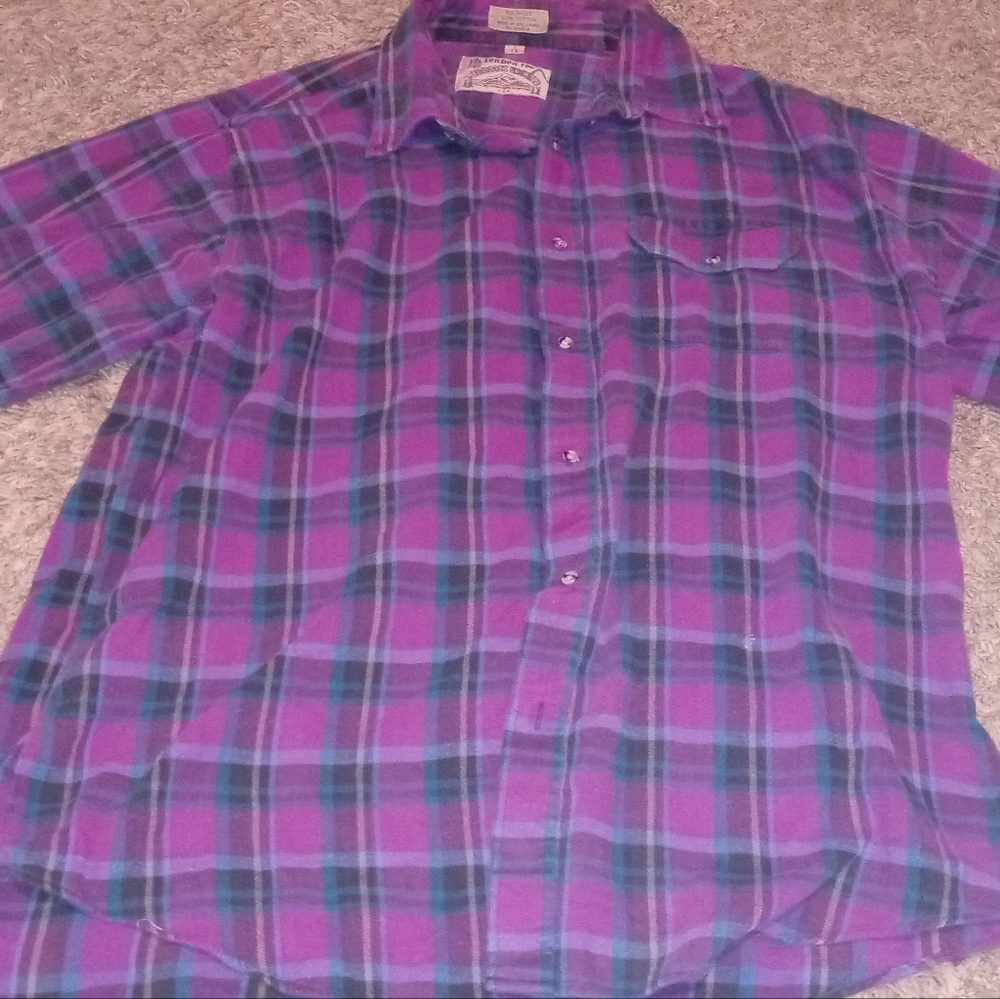 Men's Vintage London Fog Long Sleeve Shirt Size 1x Color Purple Blue Big Size...